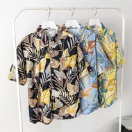 Kemeja Hawaii Lelaki Hawaiian Style Floral Shirt Men Loose Short Sleeve Shirt Hawai Vacation Beach S