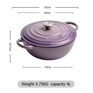 26cm หม้อเหล็กหล่อ หม้อเหล็กหล่อ Enameled Cast Iron Signature Round Dutch Oven 4L