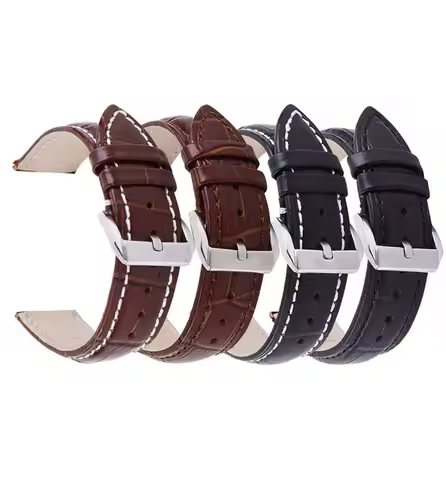 UTHAI Z20 Watchband Crocodile Pattern Strap 14mm 16mm 18mm 20mm 22mm 24mm Silver Metal Buckle Clasp 