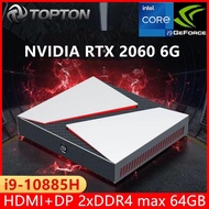 คอมพิวเตอร์ขนาดเล็กเกม TOPTON Nvidia RTX 2060 6G Intel I9 10885H I7 10870H DDR4 Nvme SSD คอมพิวเตอร์เดสก์ท็อป NUC Windows 11 4K UHD DP Wifi