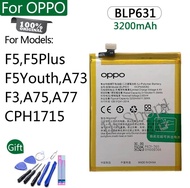 แบตเตอรี่ แท้ Oppo A77 F5 A77M A77T A73 A73S A73M A73T BLP631 3200mAh รับประกัน 3 เดือน