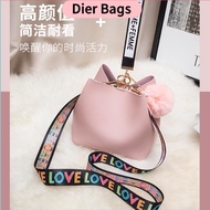 Bucket Bag charles and keith for Women New Ribbon Cross-body Hairball Pendent Shoulder Sling Bag Coach Large Capacity Handheld Mobile Phone Bag Holiday Gift 水桶包