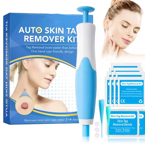 2 In1 Painless Auto Skin Tag Mole Wart Removal Kit Cleaning Tools
