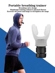 1入組白色肺活量腹式呼吸訓練器，可用於跑步、瑜珈、運動、便攜和可調節的，是健身游泳輔助訓練器材的配件