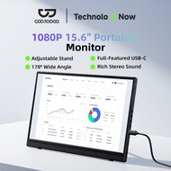 GOOJODOQ Portable Monitor 1080P Full HD Resolution Dual Stereo Speakers 178 ° Wide Viewing Angle
