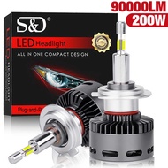 SK 90000Lm 4 Sides Caus H7 Led CSP Car Headlights 200W 360 Turbo H8 H11 H4 H1 H3 Hb3 9005 Hb4 9006