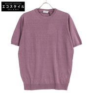 S.MORITZ GC1MC LC14R เสื้อถักแขนสั้นคอกลม ผ้าลินินผสมคอตตอน 14 เกจ สีชมพู ไซส์ 50 [มือสอง]