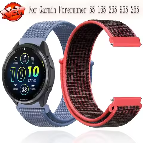 20mm 22mm Nylon Strap For Garmin Forerunner 55 165 265 965 Active 5/Vivomove Comfortable band for Gr