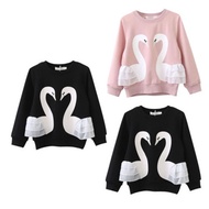 Toddler Kid Baby Girl Cotton Cartoon Swan  Long Sleeve Lace T-shirt Top Sweatershirt Clothes
