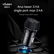 Car charger Vivan dual port 2USB original 100% cas mobil hp 3.1A