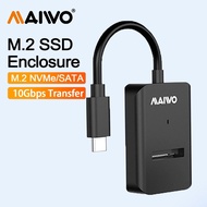MAIWO 10Gbps M.2 NVME/SATA SSD Enclosure Case Type-C M2 PCIE NVME SATA SSD Adapter Tool-Free Support