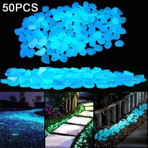 50Pcs Glow Pebble Irregular Shape Non-mineral Aquarium Decor Creative Glow Stones for Potting