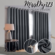B23 Ready Made Curtain / Heavy Grey BLACKOUT CURTAIN For Door/Window READY MADE CURTAIN (HOOK / CANGKUK)