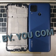 MESIN HOUSING CASING FULLSET REALME C15 - ORIGINAL BACKDOORbiru + LCD FRAME ENGINE PLATE BONE/
