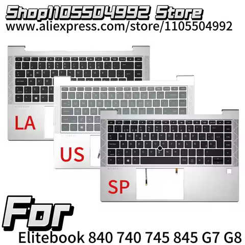 New US Latin Spain For Elitebook 840 740 745 845 G7 G8 Laptop Palmrest Top Backlight Keyboard Replac