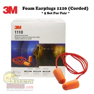 3M Foam Earplugs 1110, Corded (5 Pair/Set)