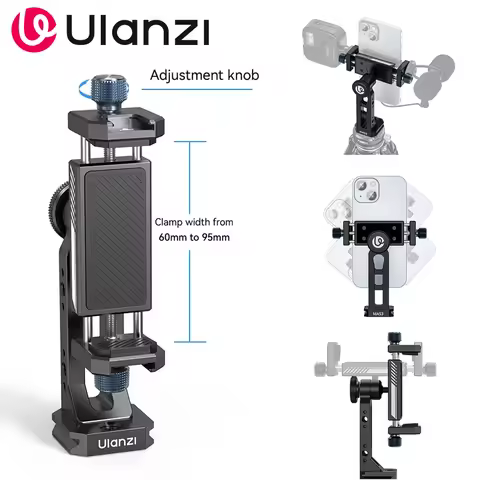 Ulanzi MA53 360 Rotation Metal Phone Holder Tripod Mount Cold Shoe Uka Arca Mount Clip Clamp with 60
