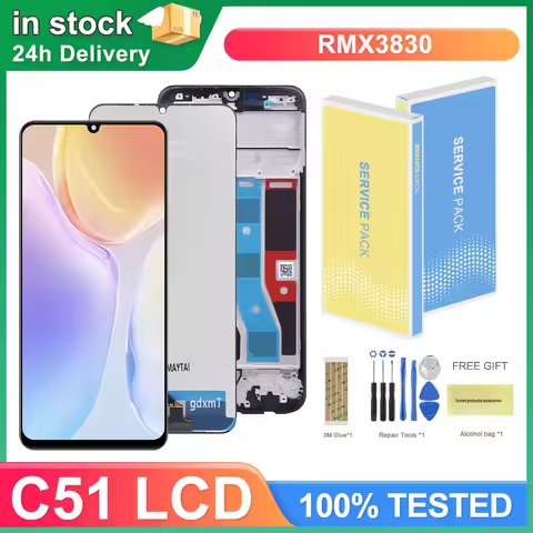 6.74” For Oppo Realme C51 LCD RMX3830 Display With Frame Replacement Digitizer Assembly Repair Tounc