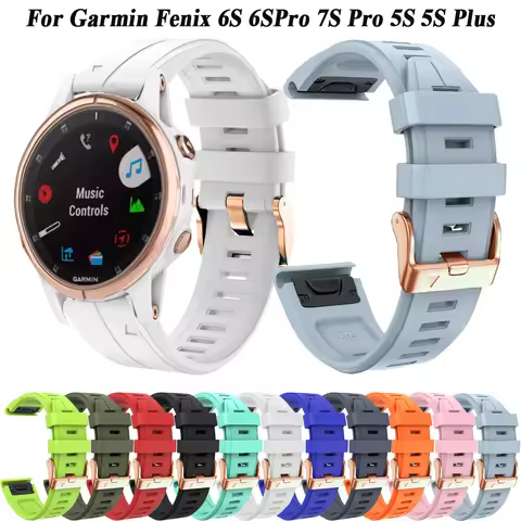 Replacement Silicone 20mm Watch Band For Garmin Fenix 6S 6SPro 5S Plus 7S Pro Wristband Quickfit Ros