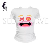 Cute Korean Style Crop Top Sexy Open Chest Shirt Long Sleeve Inner Red Women's Fashion Ig 321 Work