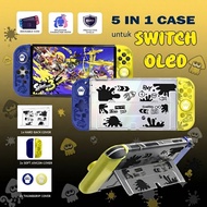 IINE 5 in 1 Case Nintendo Switch OLED Splatoon 3 Hardcase PC + Silicone Thumb Grip Cover Console Swi