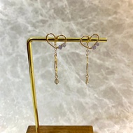 坦桑石愛心 拉長石垂墜吊飾兩戴式耳環