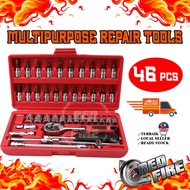 46 pcs Wrench Spanner Socket 1/4 Inch Set Ratchet Set Repair Tool box set Universal