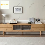 S·T  Tv Console Solid Wood Coffee Table Rattan Storage Combination Living Room Nordic Cabinet Simple