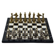 Metal Chess set Big Pegasus Bright Stone and Flat Marble Patterned Chessboard, Professional, Luxury, Tournament, school,