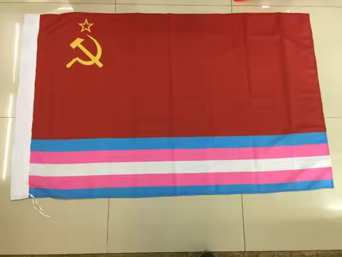 Hot selling rainbow new transgender flag 5ft X3 ft 100% Polyester Gay Pride gay flag With Soviet UCC