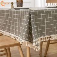 【SG】Table Cloth Tassel Table Cover Linen Tablecloth 110 × 160CM Rectangle Table Decoration