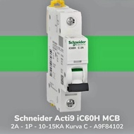 MCB IC60H 1P 2A 10KA Kurva C - ic60h Schneider Electric Ref - A9F84102