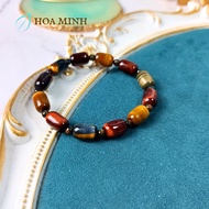 Vòng tay đá Mắt Hổ VIP tự nhiên size 8x12 mm kiểu lu thống xen kẽ viên tròn mắt hổ không kén mệnh |