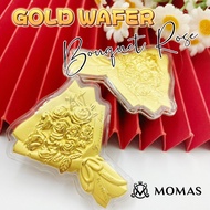 MOMAS 999.9 Gold Wafer Bouquet Rose Flower 999.9 Gold Original 999.9 Momas Emas Murah Viral Gold Bar