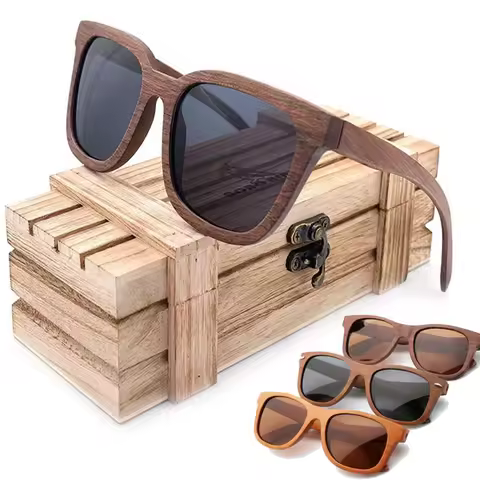 Retro Bamboo Sunglasses for Women Wooden Glasses Fashion Men Square Eyewear Shades UV Protection Eye