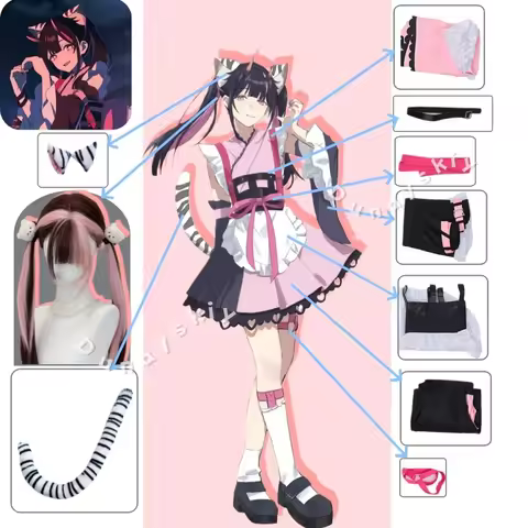 Kawaii Jirai Kei Maid Komazawa Noe Cosplay Costume Wig Furry Ears Tail Femboy Outfit Unisex Cosmic P