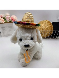 夏季寵物帽- 透氣和時尚的貓狗遮陽帽,配有裝飾圖案