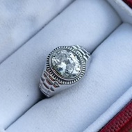 Minimalist White Topas Cutting Ring Cincin Lelaki Cincin Titanium Anti Karat Cincin Perempuan Titani
