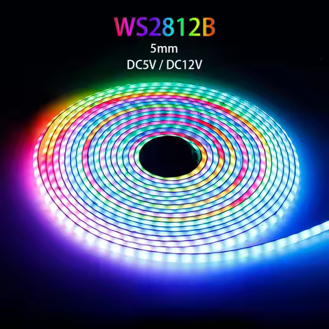 DC5V/12V 5mm WS2812B COB LED Strip WS2812 160leds/m Individually Addressable RGBIC Flexible Dreamcol