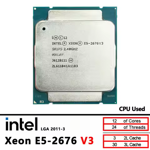 Intel Xeon Used E5 2676 V3 E5 2676V3 2.4 GHz Twelve-Core Twenty-four-Thread CPU 30M 115W LGA 2011-3