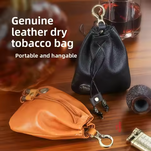 Oxhide Tobacco Pouch Bag Case Old-style Leather Tobacco Case Bag Pouch Vintage Coin Purse Portable T