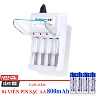 [B02+4AA800] Bộ sạc pin tiểu đa năng Doublepow DP-B02 + Tặng kèm 04 viên pin AA 800mAh