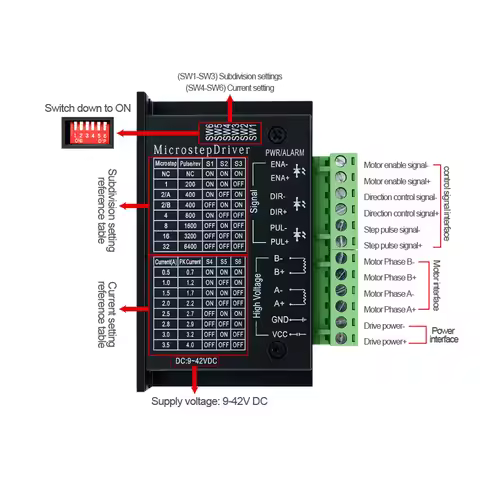 Microstep Motor Driver TB6600 Suitble for 42 57 Stepper Motor Nema17 Nema23 Supply Voltage 9-42V DC
