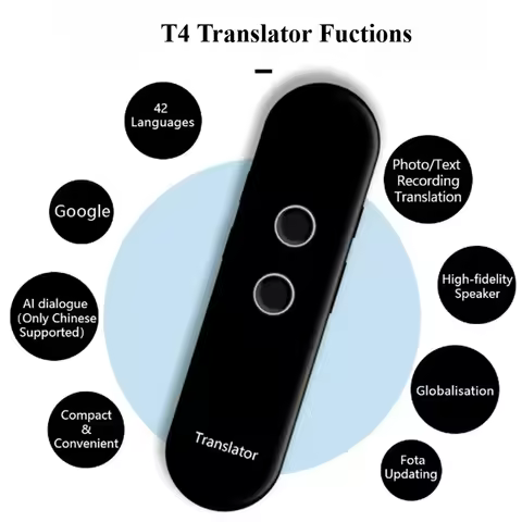 2025 T4 Portable Wireless Smart Translator 40 Languages Two-Way Real Time Instant Voice Translator A