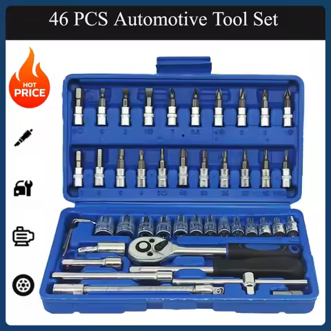 Hot-selling 46 PCS Socket Wrench Set Professional Automotive Tool Kit Household Ratchet Wrench Bits 