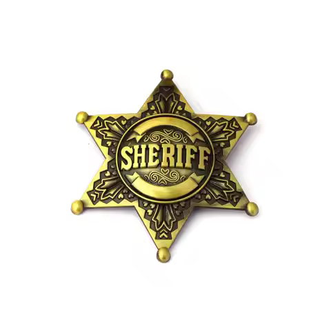 Hexagon Star Sheriff Badge Brooch Cowboy Outfit Accessories Jewelry Gift Wholesale