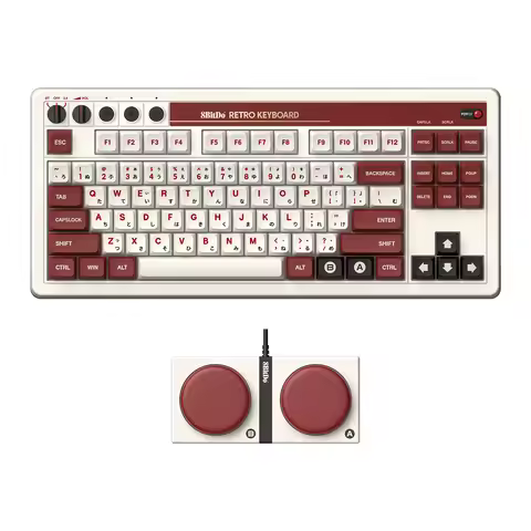 8Bitdo Retro Game Mechanical Keyboard Bluetooth/2.4G/USB-C Hot Swappable Gaming Keyboards for Window