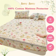 SunnySunny New Premium Wash Cotton Mattress Protector Soft Soybean Quilted Sheets Thicken Breathable Fitted Bedsheet Single/Queen/King Size