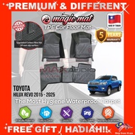 TOYOTA HILUX REVO 2015 - 2026 MAGIC MAT 5D TPE Carpet Car Mat Alas Kaki Karpet Kereta 5-Yrs Warranty