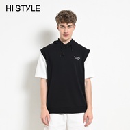HI STYLE Men Short Sleeve Sweatshirt Hoodies - Black - HSA510027